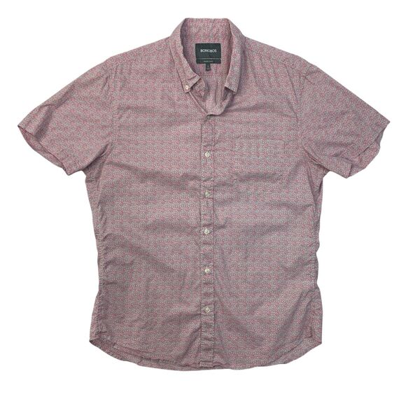 Bonobos Shirt Mens L Large Tailored SLIM Fit Pink Blue Floral Button Down Cotton - Picture 1 of 12